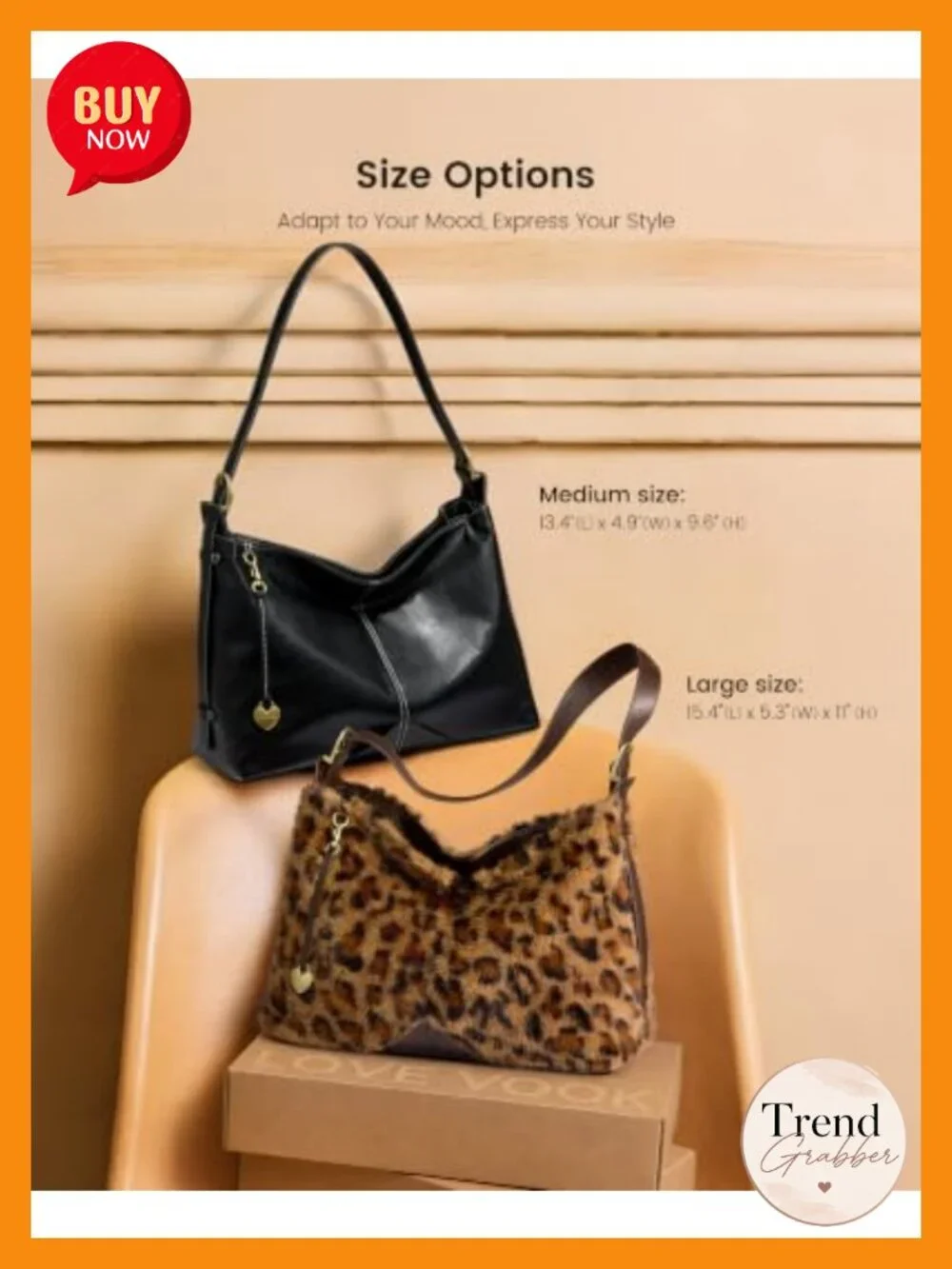 Faux Leather Hobo Bag Adjustable Strap Zip Tote Handbag Gift Box